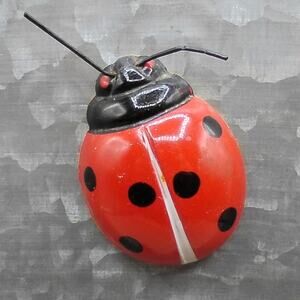 Ladybug Fridge Magnet Plastic w/Gold Tin Back Korea Vintage RARE